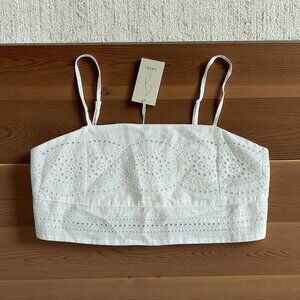 JOIE White 100% Linen Crop Eyelet Top Size XL NEW NWT